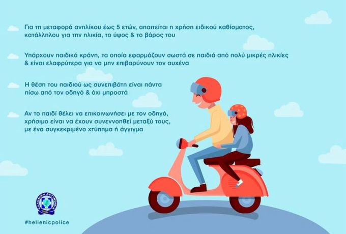 Παιδί έως 5 ετών στο μηχανάκι: Τι προβλέπει ο νέος ΚΟΚ